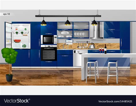 Modern kitchen interior Royalty Free Vector Image