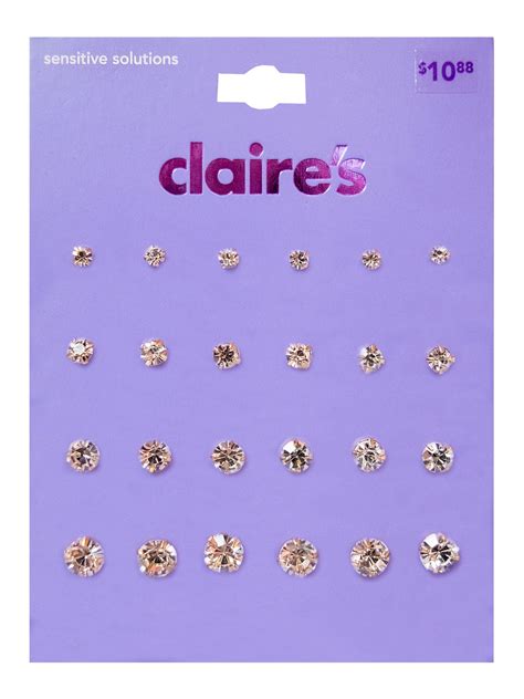 Claire's Everyday Gold Graduated Crystal Stud Earrings Set, 12 Pack for Teens - Walmart.com