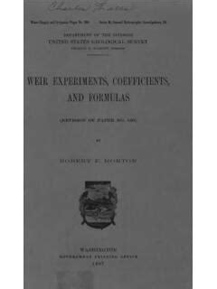 WEIR EXPERIMENTS, COEFFICIENTS, AND FORMULAS / weir-experiments ...