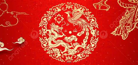 Golden Chinese Style Auspicious Dragon And Phoenix Vector Background ...