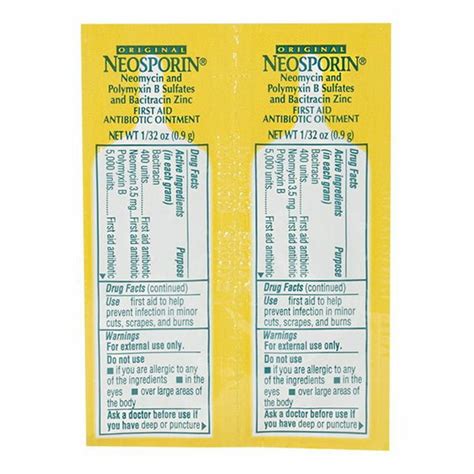 Travel Size Neosporin Antibiotic Ointment - 0.9 gm. Foil Pack ...