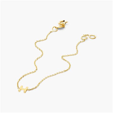 14K Yellow Gold Mini Initial H Bracelet-9519977y14