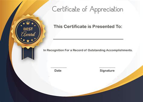 ️ Sample Certificate of Appreciation Form Template ️