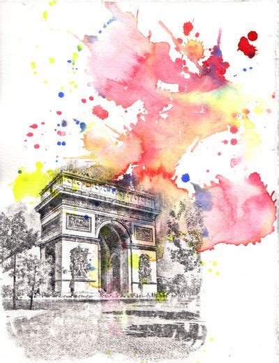 watercolor arc de triomphe | France art, France landscape, Watercolor ...