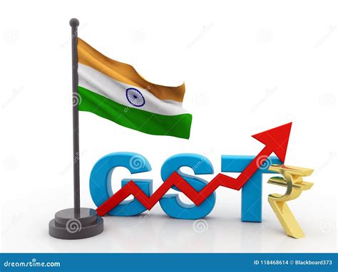 GST India Concept with Indian Flag. 3d Render Stock Illustration - Illustration of background ...