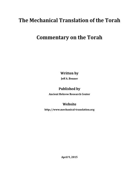 Commentary On The Torah | PDF | Book Of Genesis | Book Of Exodus