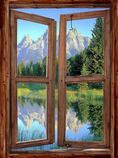 Amazon.com: Mountain Cabin Window #1 Peel & Stick Wall Mural 36 Inches ...