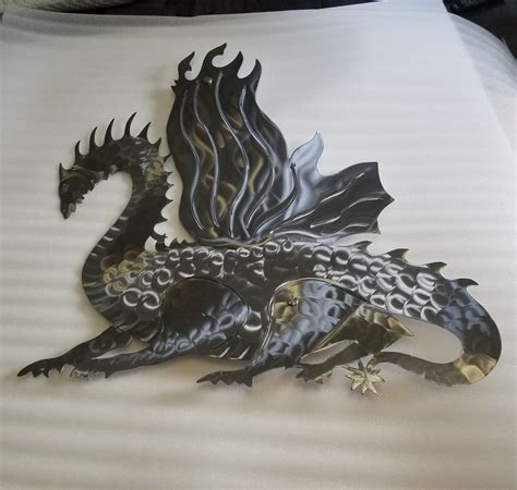 Large Metal wall art patio decor dragon / ETSY handmade wall art dragon / game of thrones décor ...