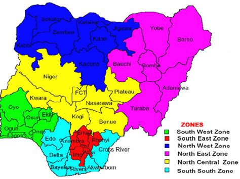 Map of Nigeria showing 36 states (districts) and Federal Capital ...