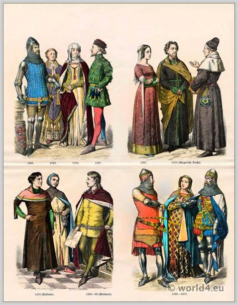 English medieval fashion in the 14th century. | World4