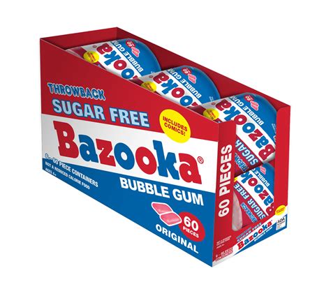 Bazooka, Sugar Free, Original Bubble Gum, 60 Pcs To-Go Cup, 6 Count ...