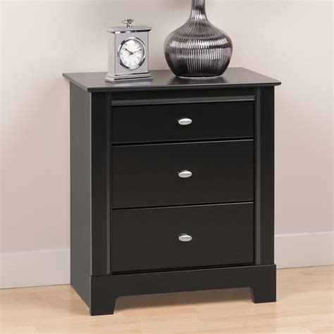 Prepac Kallisto 3 Drawer Nightstand - Black - Walmart.com