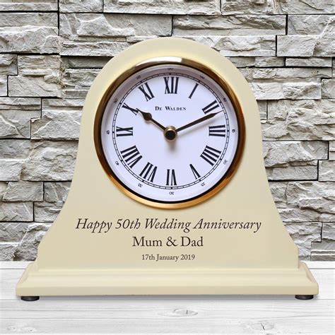 Engraved 50th Golden Wedding Anniversary Mantel Clock 50 Years Gold Gift Idea | eBay