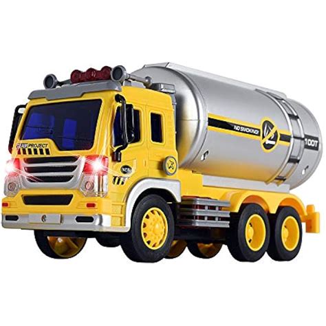 Friction Pull Back Vehicles Powered Oil Tanker Truck Toy With Lights ...