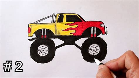 How to Draw and Color a Monster Truck Easy | Part # 2 - - YouTube