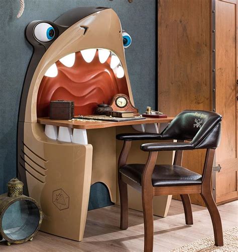 Pirate Shark Kids Desk With Light-up Teeth and Rolling Eye-Balls