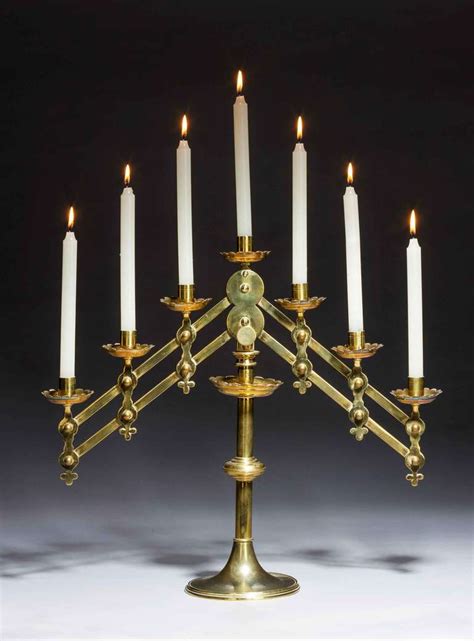 19th Century Adjustable Brass Menorah at 1stDibs