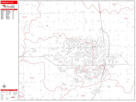 Greeley Colorado Zip Code Wall Map (Red Line Style) by MarketMAPS ...