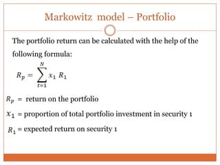 Markowitz - sharpes and CAPM | PPT