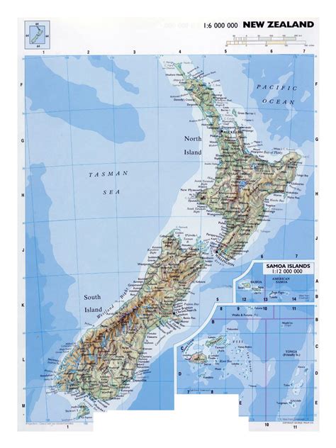 Large detailed map of New Zealand with relief, roads, railroads, cities, airports and other ...