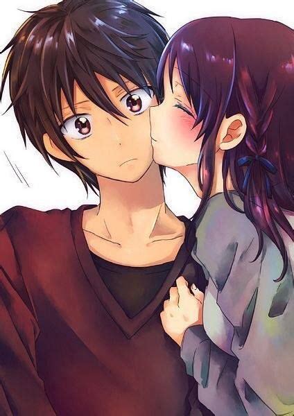 Cheek kiss! :3 Anime = Nagi No Asukara | Seni animasi, Seni anime, Animasi