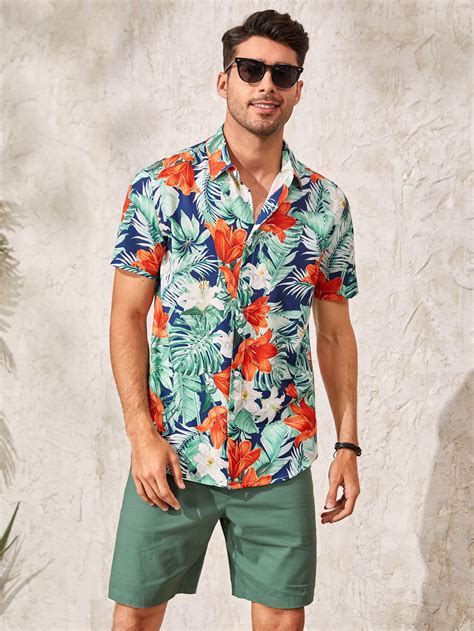 SHEIN Men Tropical Print Shirt