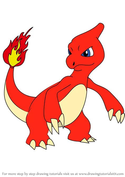 Step by Step How to Draw Charmeleon from Pokemon : DrawingTutorials101.com