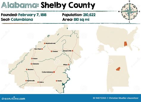 Alabama: Shelby county map stock vector. Illustration of vector - 94072265