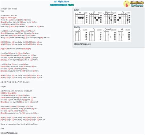 Chord: All Right Now - tab, song lyric, sheet, guitar, ukulele | chords.vip