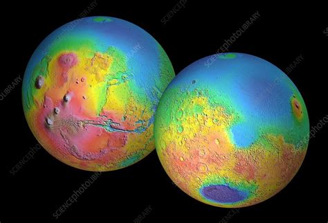 Mars topography, artwork - Stock Image - C017/7332 - Science Photo Library