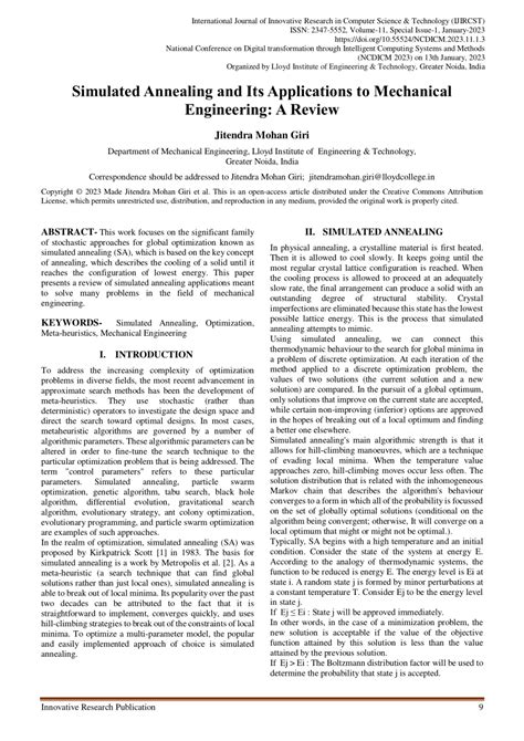 (PDF) Simulated Annealing and Its Applications to Mechanical ...