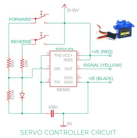 Servo Motor Controller and Tester Circuit Using 555 IC