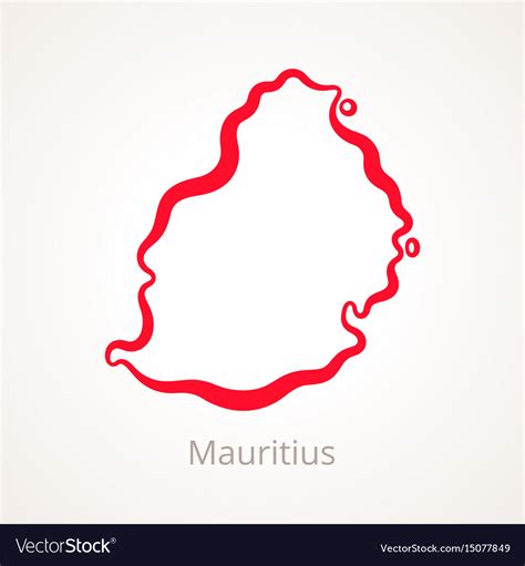 Outline map of mauritius marked with red line Vector Image