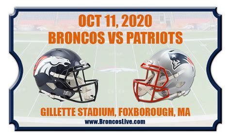 Denver Broncos vs New England Patriots Football Tickets | 10/18/20