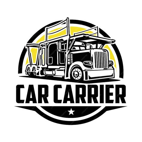 Premium Vector | Car carrier transporter truck company emblem logo ...