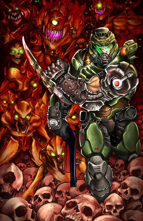 My finished doom slayer fan art. My wrist STILL hurts : r/Doom