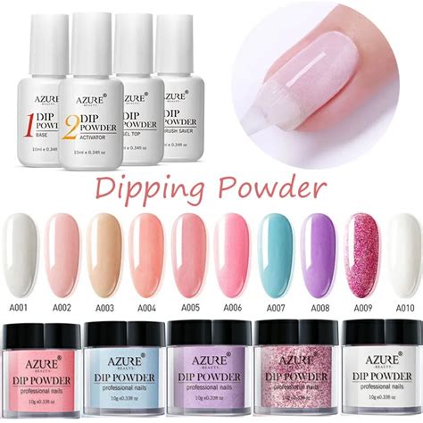 AZURE BEAUTY Dip Powder Gradient Color Nail Glitter Dipping Powder Nail Art Decoration Without ...