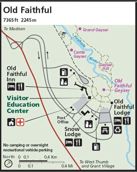 Old Faithful Area Map | Yellowstone map, National parks map ...