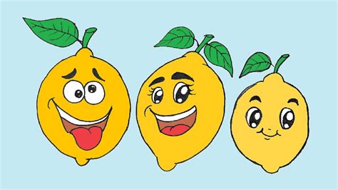 Cartoon lemon drawing and coloring - How to draw fruits - YouTube