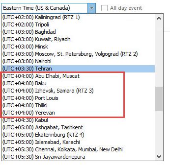 United Arab Emirates time zone not showing as an option when setting - Microsoft Community