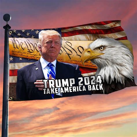 Trump 2024 Take America Back Flag Patriotic Eagle Donald Trump Banner - Prideearth