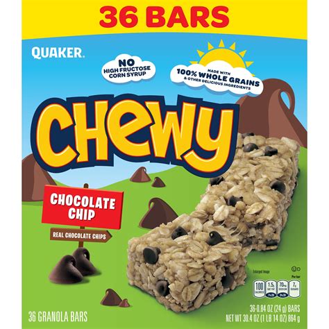 Quaker Chewy Chocolate Chip , 0.84 Oz, 36 Ct Granola Bars - Walmart.com