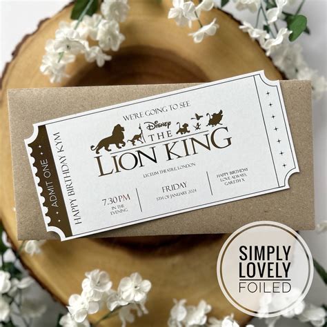 Ticket the Lion King Musical West End Show Theatre Gift Reveal ...