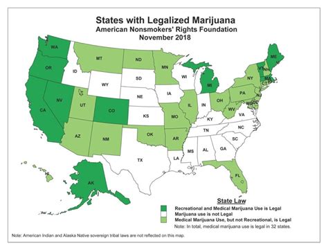 Map of states with Legalized Marijuana - American Nonsmokers' Rights ...