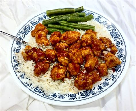 [Homemade] Korean Fried Chicken over Basmati rice with homegrown green ...