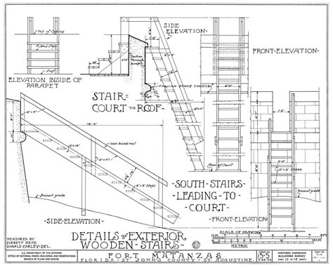 1934 Survey of Fort Matanzas, Details of Exterior Wooden Stairs, No. 15-5, US Department of the ...