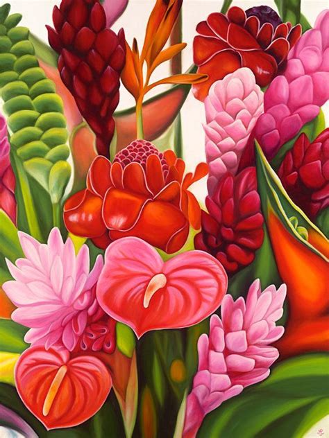 Tropical painting, Flower painting, Flower art