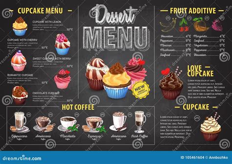 Vintage Chalk Drawing Dessert Menu Design. Fast Food Menu Stock Vector - Illustration of dessert ...