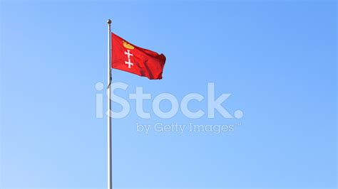 Flag City Of Gdansk Danzig In The Sky Background Poland Stock Photo ...