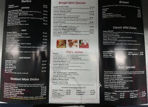 Menu at Bengal Spice Mintlaw restaurant, Mintlaw